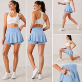 Flare Skorts with Inside Tights | Powder Blue