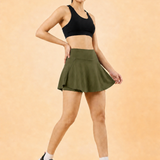 Flare Skorts with Inside Tights | Olive Green