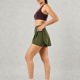 Flare Skorts with Inside Tights | Olive Green