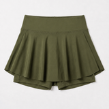 Flare Skorts with Inside Tights | Olive Green