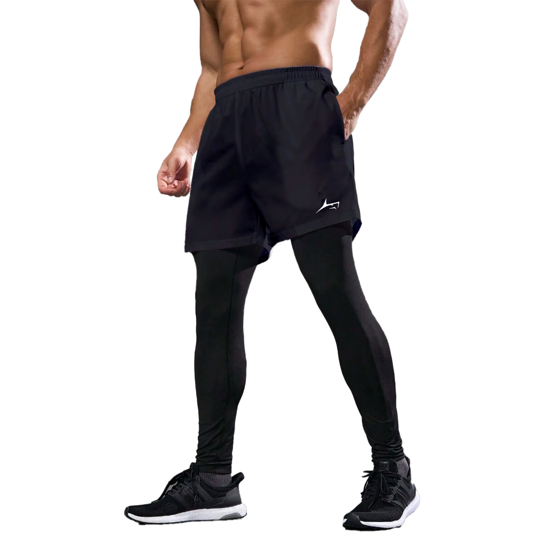 Men Inner Pants 2 in 1 Active Dual Pants with Inner Compression – Prosharx