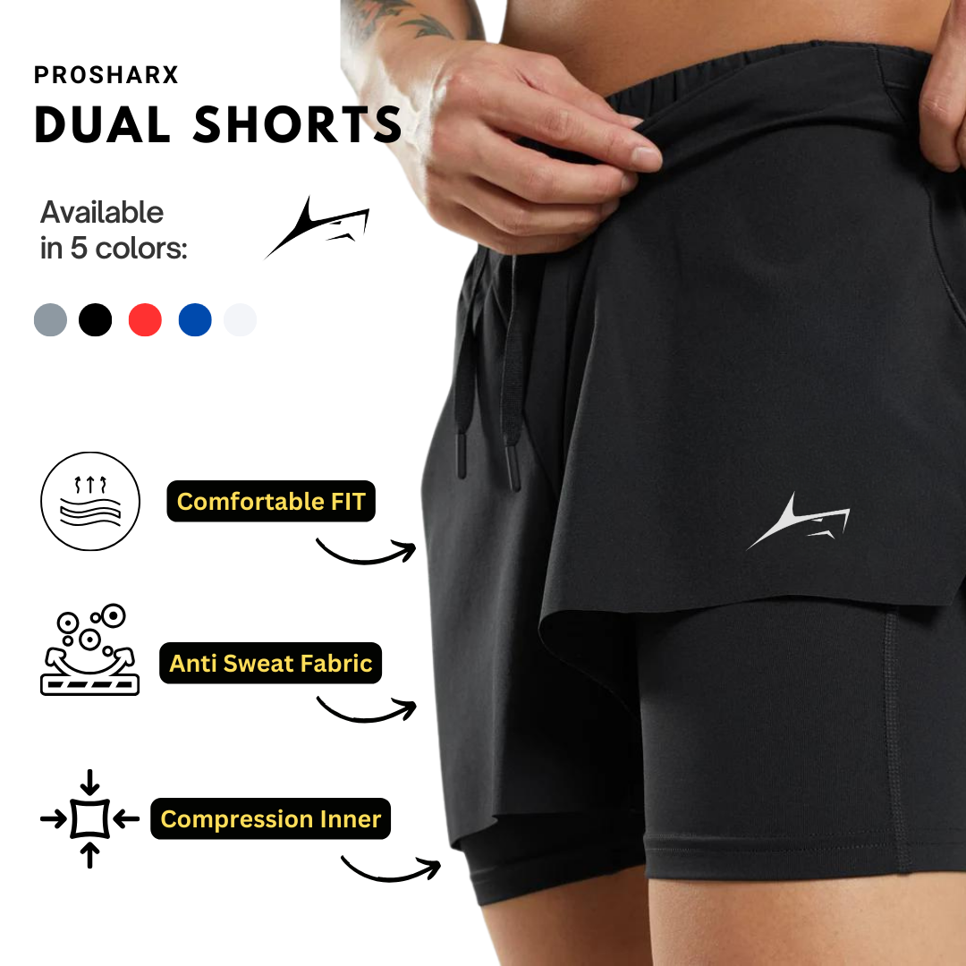 2 in 1 Active Dual Shorts with Inner Tights Layer | All Colours