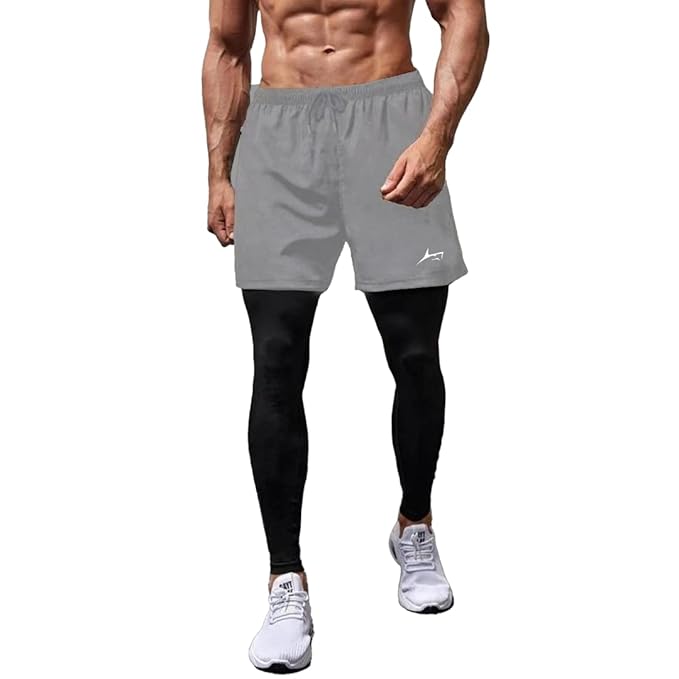 Men Inner Pants 2 in 1 Active Dual Pants with Inner Compression – Prosharx