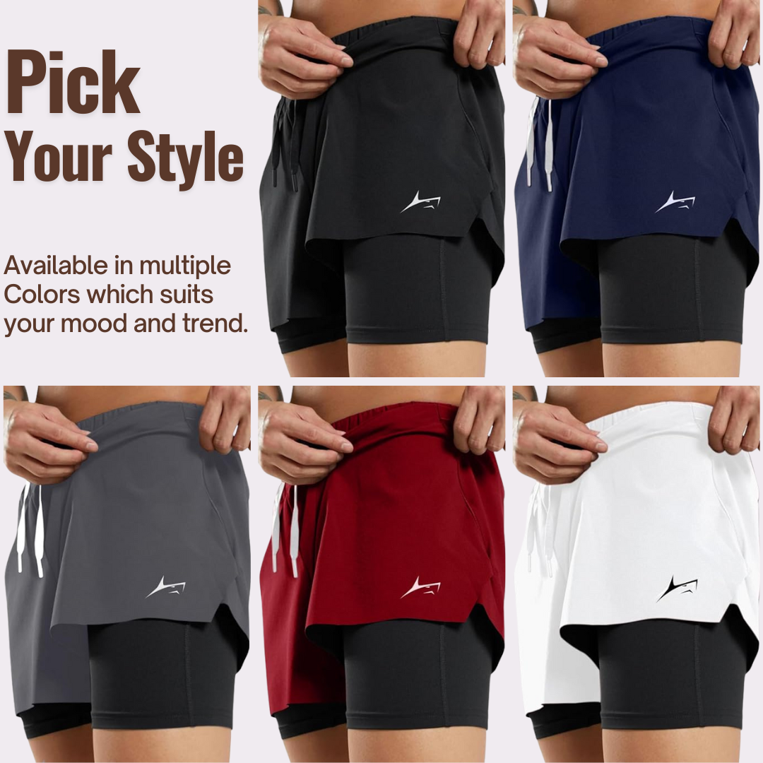 2 in 1 Active Dual Shorts with Inner Tights Layer | All Colours