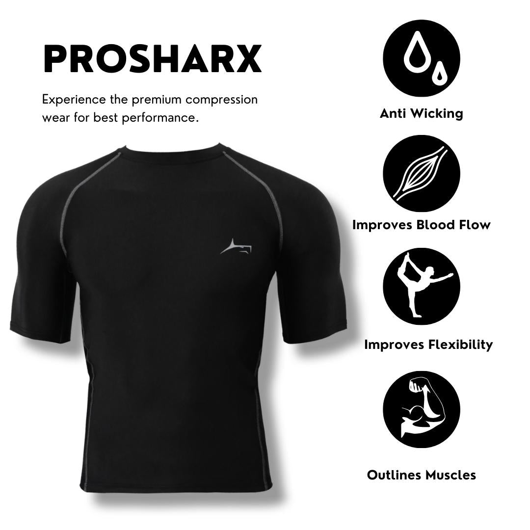 PROSHARX Classic Compression Tights Half Sleeves for High Performance in Gym | Extra Flexible